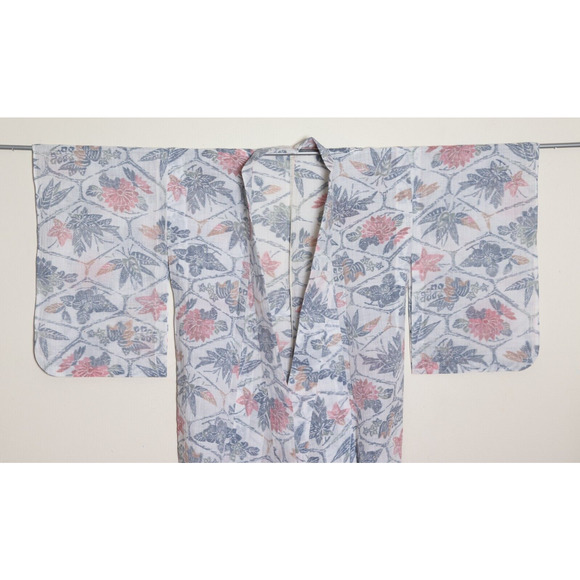 Vintage 70s Japanese Silk Kimono Floral Asian Furisode Geisha Robe Jacket - Picture 4 of 8